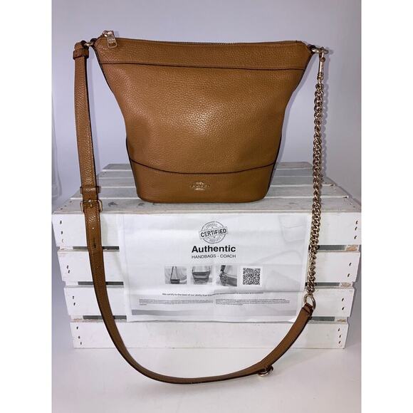 COACH F76668 SMAL TAN BROWN PEBBLED LEATHER CROSSBODY BAG - Picture 1 of 16